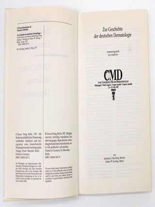 Item #1040 Zur Geschichte der Deutschen Dermatologie. Joachim Herzberg