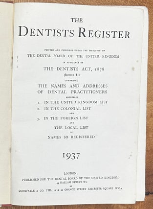 Item #729 The Dentists Register