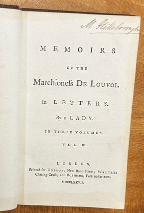 Item #801 Memoirs of the Marchioness de Louvois. In Letters. By a Lady