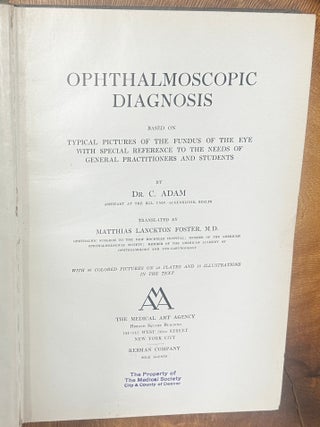 Item #806 Ophthalmoscopic Diagnosis. C. Adam