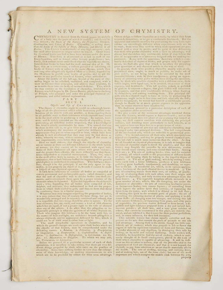 Item #ABE-1745422643244 CHEMISTRY The New Royal Encyclopaedia or Complete Modern Universal Dictionary of Arts and Sciences A New System of Chymistry by A.G. Sinclair, MD MA