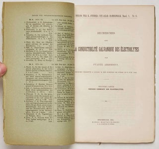 Recherches Sur La Conductibilité Galvanique Des Électrolytes. I-II