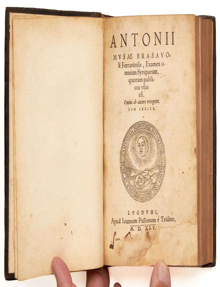 Item #EBS100219 Examen omnium Syruporum, quorum publicus usus est. Omnia ab autore recognite cum indice. Antonio Musa Brasavola.