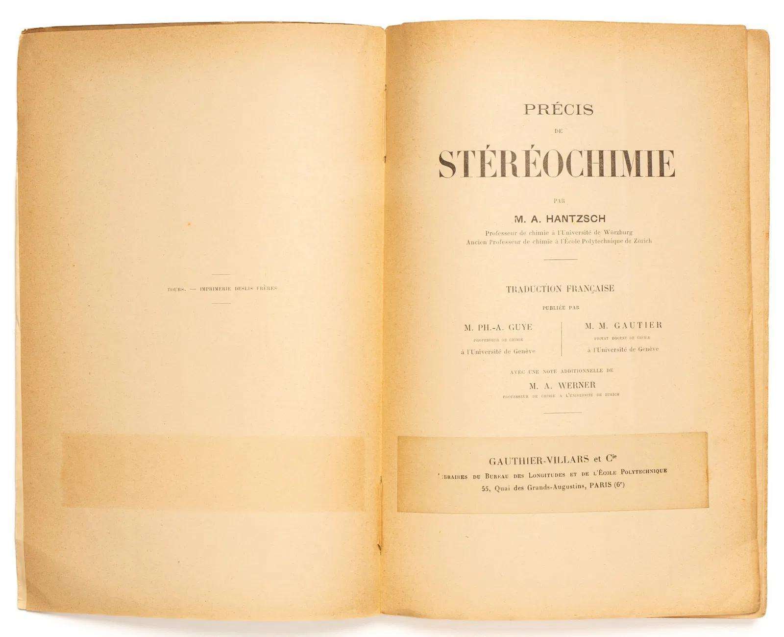 Précis de Stéréochimie par M.A. Hantzsch Professeur de Chimie à l ...