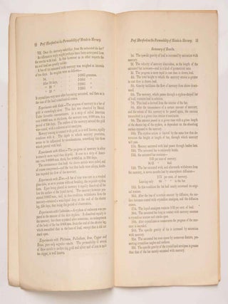The Permeability of Metals to Mercury . Offprint from the American Journal of Science and Arts, Vol. XIII, No. 39, May 1852, pp 39-52