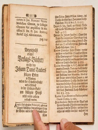 Manuductio ad Chemiam Pharmaceuticum. Accessit Chymie Curiosa Variis, nonsolum ex Regno vegetabili, sed etiamex Minerali, & Animali