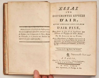 Item #EBS100453 Essai sur Différentes Especes d Air, qu on désigne sous la Nom d Air Fixe, pour...